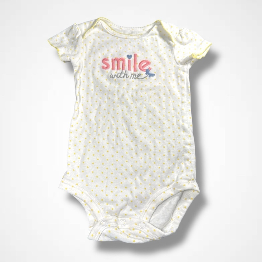 4/$20 Carter’s White and Yellow Polka Dot Onesie